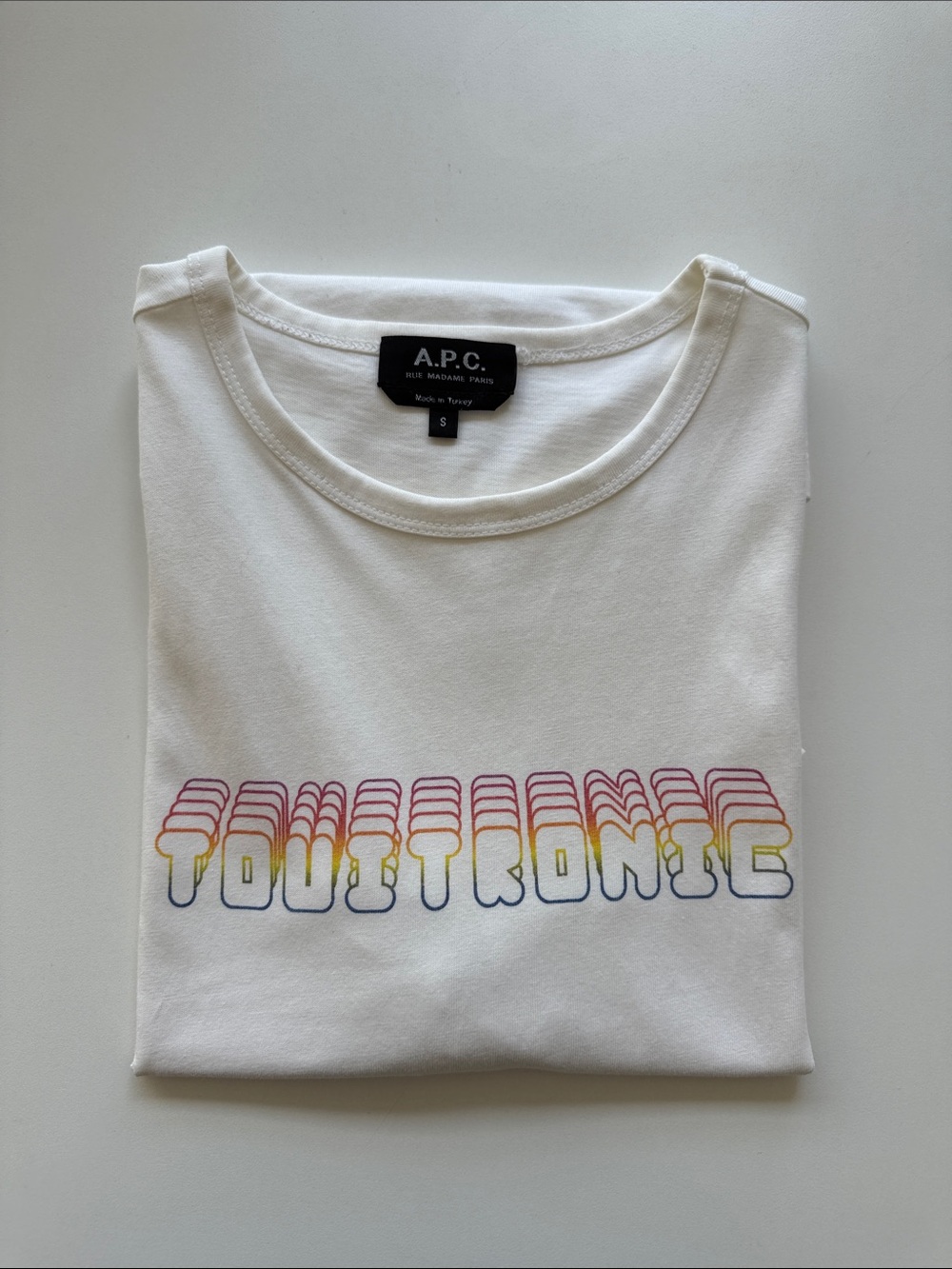 A.P.C. Tee with Multicolor Ripple Logo